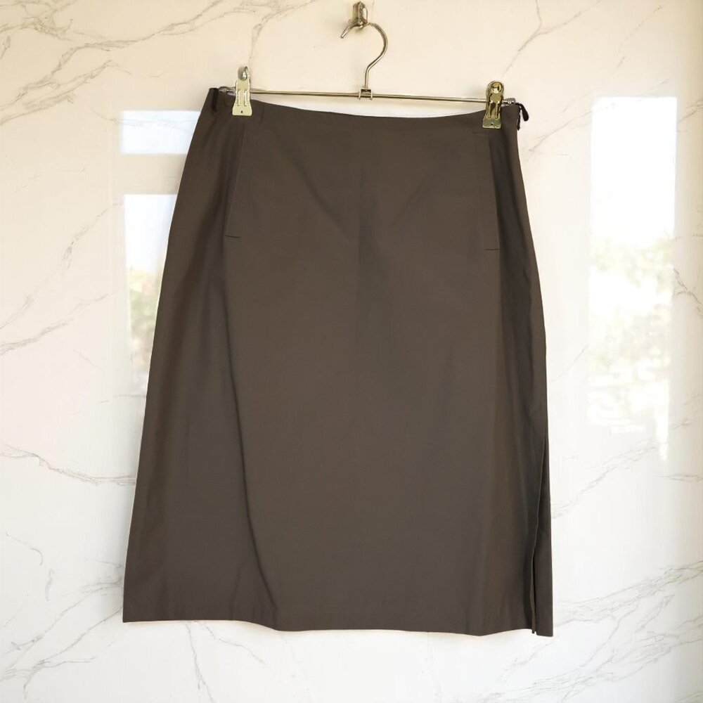 MaxMara Weekend Side Slit Skirt – Taupe Cotton Blend | Made in Italy | Size IT